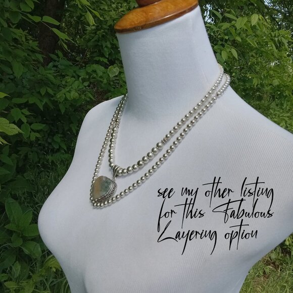 Moss Agate Sterling Silver Beaded Necklace - Picture 11 of 11